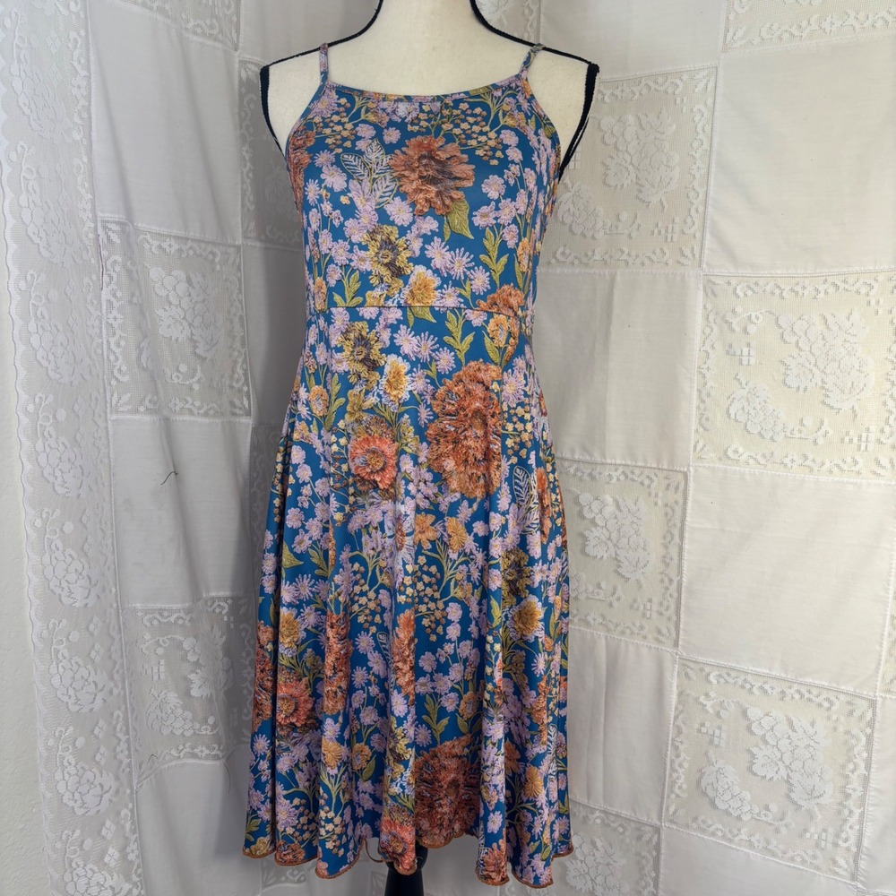 Floral Artsy Boho Chic Fit and Flare Whimsy‎ Dainty Sun Dress Size M